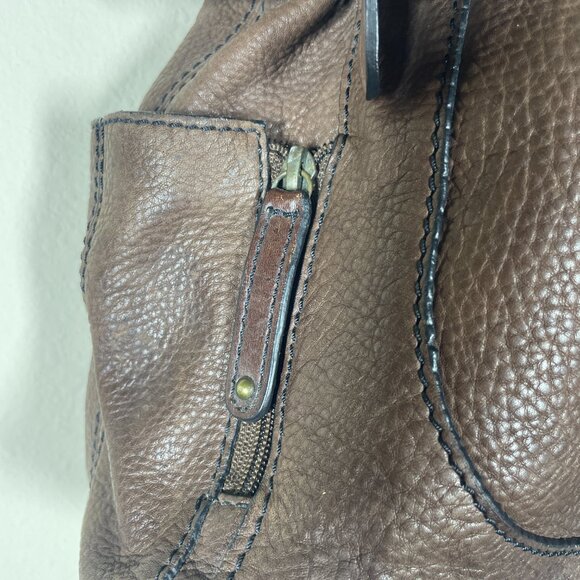 Pelle Studio Brown Leather Vintage Boho Shoulder Tote Bag 15" x 11" - Picture 2 of 6